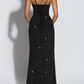 Robe de bal de princesse bustier à volants en satin long, robe de soirée C8117