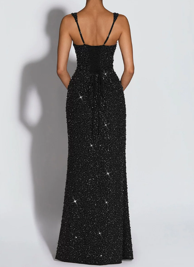 Robe de bal de princesse bustier à volants en satin long, robe de soirée C8117
