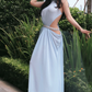 Robe de bal de princesse bustier à volants en satin long, robe de soirée C8117