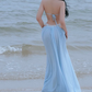 Robe de bal de princesse bustier à volants en satin long, robe de soirée C8117