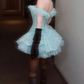 Sweet Off-Shoulder Homecoming Dress Lace Tulle A-Line Party Dress C9410