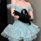 Sweet Off-Shoulder Homecoming Dress Lace Tulle A-Line Party Dress C9410