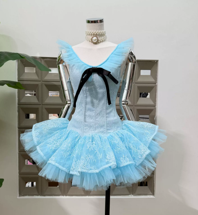Sweet Off-Shoulder Homecoming Dress Lace Tulle A-Line Party Dress C9410