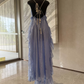 Robe de bal de princesse bustier à volants en satin long, robe de soirée C8117