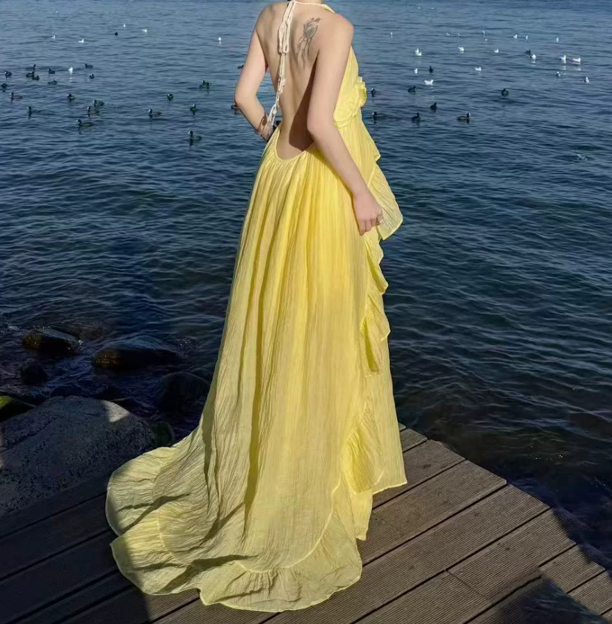 Robe de bal de princesse bustier à volants en satin long, robe de soirée C8117