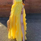Robe de bal de princesse bustier à volants en satin long, robe de soirée C8117