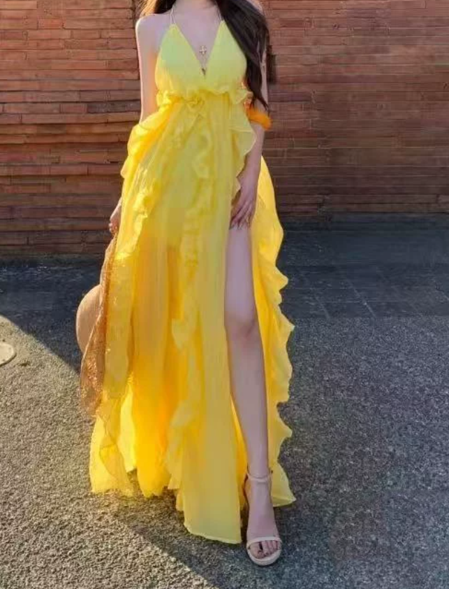Robe de bal de princesse bustier à volants en satin long, robe de soirée C8117