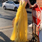 Robe de bal de princesse bustier à volants en satin long, robe de soirée C8117