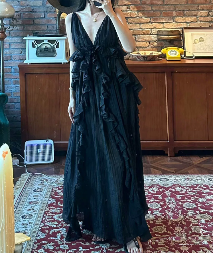 Robe de bal de princesse bustier à volants en satin long, robe de soirée C8117