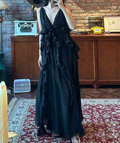 Robe de bal de princesse bustier à volants en satin long, robe de soirée C8117