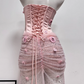 Romantic Strapless Pink Prom Dress Appliques Sequins Mermaid Evening Dress C9412