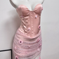 Romantic Strapless Pink Prom Dress Appliques Sequins Mermaid Evening Dress C9412