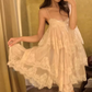 Fascinating Spaghetti Strap Homecoming Dress Lace Tiered A-Line Party Dress C9413