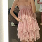 Fascinating Spaghetti Strap Homecoming Dress Lace Tiered A-Line Party Dress C9413