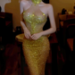 Gorgeous Halter Neck Prom Dress Crystals Mermaid Evening Dress C9414