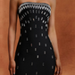 Vintage Strapless Black Prom Dress Crystals Sheath Evening Dress C9417