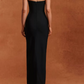 Vintage Strapless Black Prom Dress Crystals Sheath Evening Dress C9417