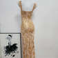 Robe de bal de princesse bustier à volants en satin long, robe de soirée C8117