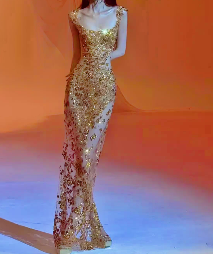 Robe de bal de princesse bustier à volants en satin long, robe de soirée C8117