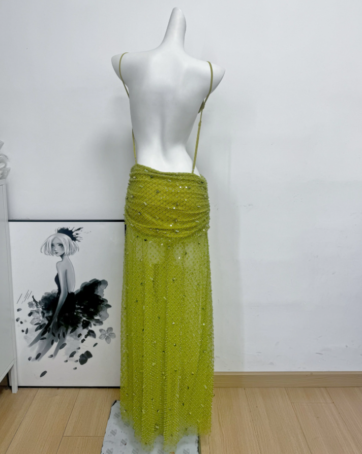 Robe de bal de princesse bustier à volants en satin long, robe de soirée C8117