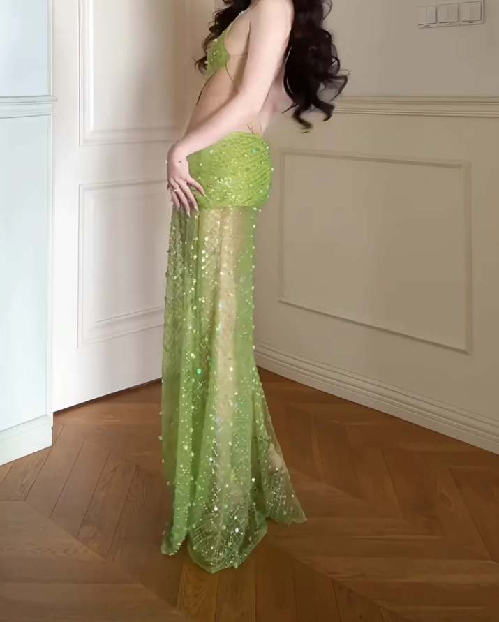 Robe de bal de princesse bustier à volants en satin long, robe de soirée C8117