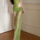 Robe de bal de princesse bustier à volants en satin long, robe de soirée C8117