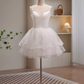 Modest Ball Gown Straps White Tulle Birthday Outfits Homecoming Dress C941