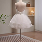 Modest Ball Gown Straps White Tulle Birthday Outfits Homecoming Dress C941