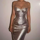 Luxury Spaghetti Strap Prom Dress Silver Sequins Mermaid Evening Dress C9420