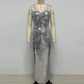 Luxury Spaghetti Strap Prom Dress Silver Sequins Mermaid Evening Dress C9420