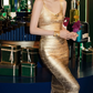 Robe de bal de princesse bustier à volants en satin long, robe de soirée C8117