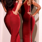 Robe de bal de princesse bustier à volants en satin long, robe de soirée C8117