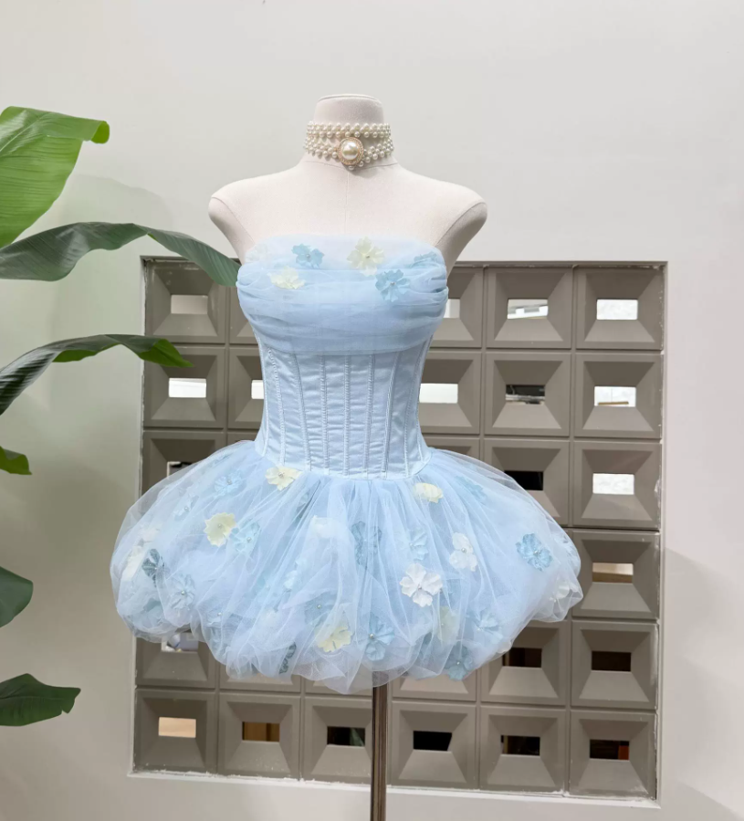 Mini robe de soirée en satin, sans bretelles, sans manches, ligne a, simple, C899