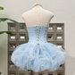 Mini robe de soirée en satin, sans bretelles, sans manches, ligne a, simple, C899