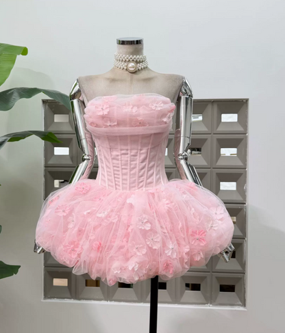 Mini robe de soirée en satin, sans bretelles, sans manches, ligne a, simple, C899