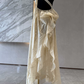Flowy One Shoulder Lace Prom Dress Gathered A-Line Evening Dress C9423