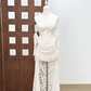Mini robe de soirée en satin, sans bretelles, sans manches, ligne a, simple, C899