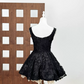 Mini robe de soirée en satin, sans bretelles, sans manches, ligne a, simple, C899