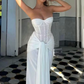 Glam Strapless Prom Dress White Sequins Mermaid Evening Dress C9427