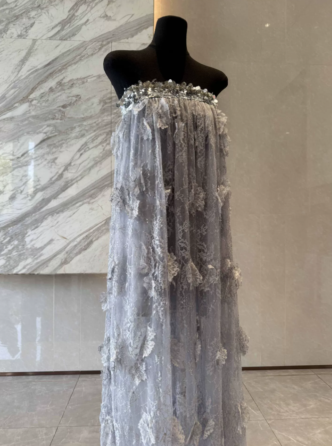Robe de bal de princesse bustier à volants en satin long, robe de soirée C8117