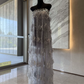 Robe de bal de princesse bustier à volants en satin long, robe de soirée C8117