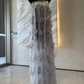 Robe de bal de princesse bustier à volants en satin long, robe de soirée C8117