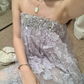 Robe de bal de princesse bustier à volants en satin long, robe de soirée C8117