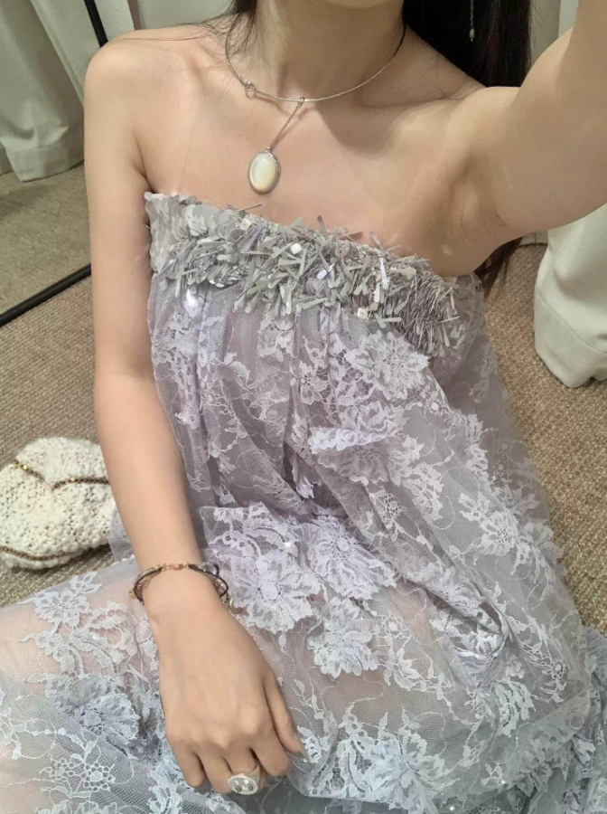 Robe de bal de princesse bustier à volants en satin long, robe de soirée C8117