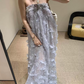 Robe de bal de princesse bustier à volants en satin long, robe de soirée C8117