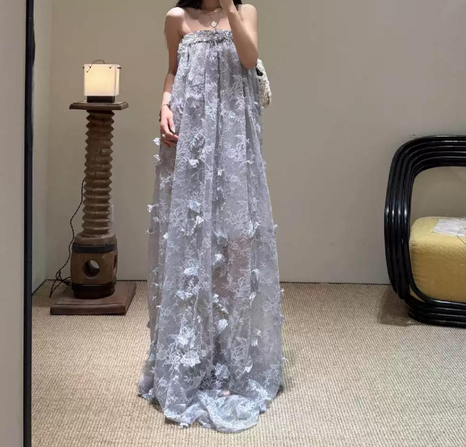 Robe de bal de princesse bustier à volants en satin long, robe de soirée C8117