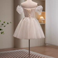 Robe de bal modeste, épaules dénudées, en Tulle blanc, tenue d'anniversaire, robe de soirée, C942