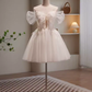 Robe de bal modeste, épaules dénudées, en Tulle blanc, tenue d'anniversaire, robe de soirée, C942