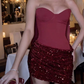 Mini robe de soirée en satin, sans bretelles, sans manches, ligne a, simple, C899