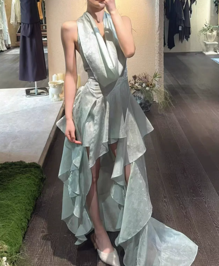 Mini robe de soirée en satin, sans bretelles, sans manches, ligne a, simple, C899